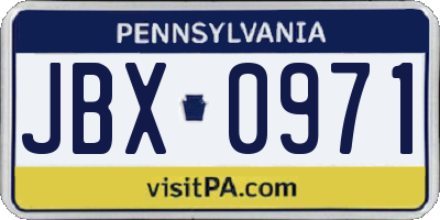 PA license plate JBX0971