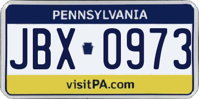 PA license plate JBX0973
