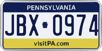 PA license plate JBX0974