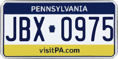PA license plate JBX0975
