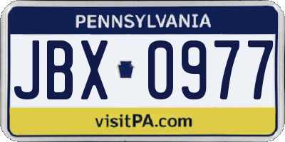PA license plate JBX0977