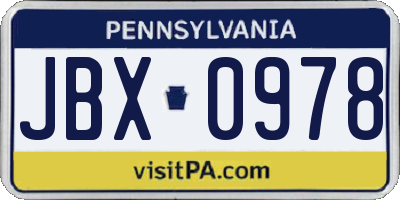 PA license plate JBX0978