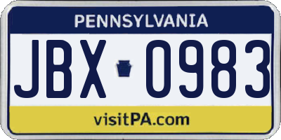 PA license plate JBX0983