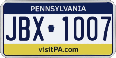 PA license plate JBX1007
