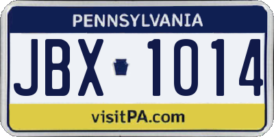 PA license plate JBX1014