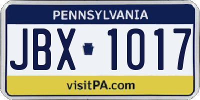 PA license plate JBX1017