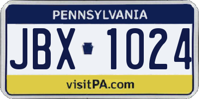 PA license plate JBX1024