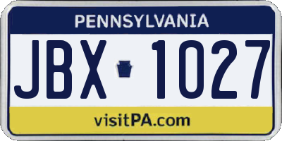 PA license plate JBX1027