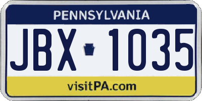 PA license plate JBX1035