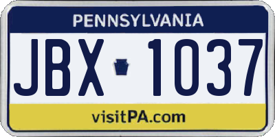 PA license plate JBX1037