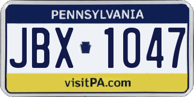 PA license plate JBX1047
