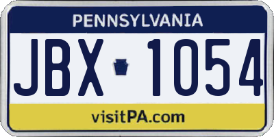 PA license plate JBX1054