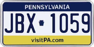 PA license plate JBX1059