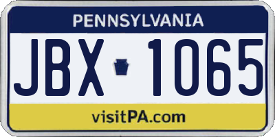 PA license plate JBX1065