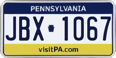 PA license plate JBX1067