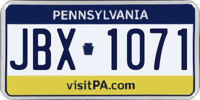PA license plate JBX1071