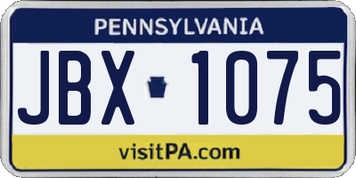 PA license plate JBX1075