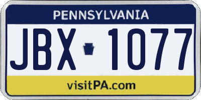 PA license plate JBX1077