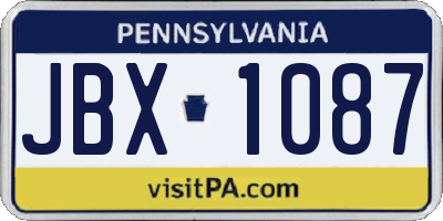 PA license plate JBX1087