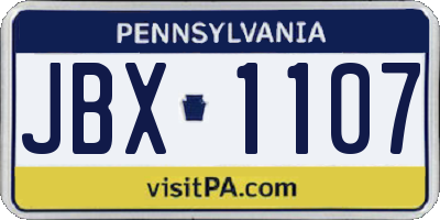 PA license plate JBX1107