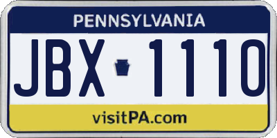 PA license plate JBX1110