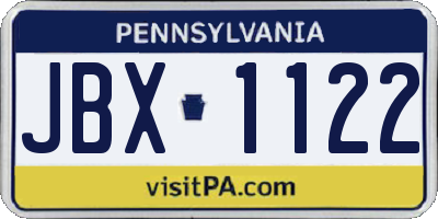 PA license plate JBX1122