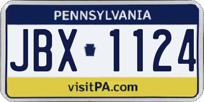 PA license plate JBX1124