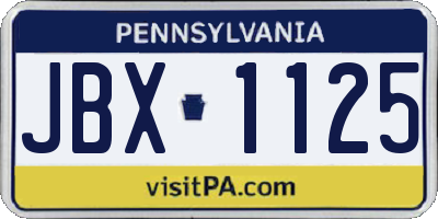 PA license plate JBX1125