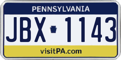 PA license plate JBX1143