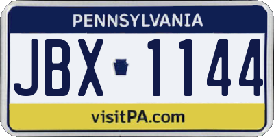 PA license plate JBX1144