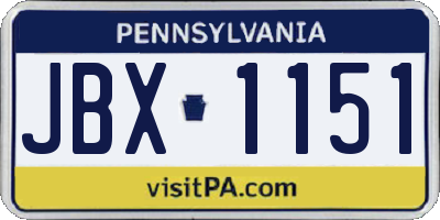 PA license plate JBX1151