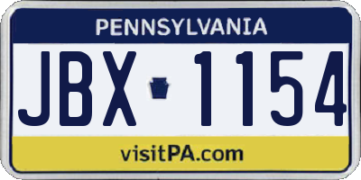 PA license plate JBX1154