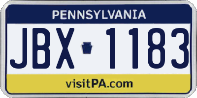 PA license plate JBX1183