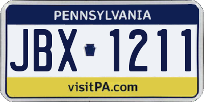 PA license plate JBX1211
