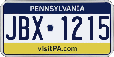 PA license plate JBX1215