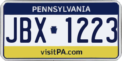PA license plate JBX1223