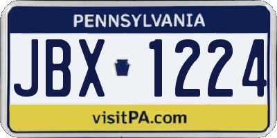 PA license plate JBX1224