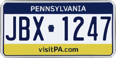 PA license plate JBX1247