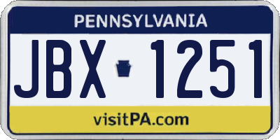 PA license plate JBX1251