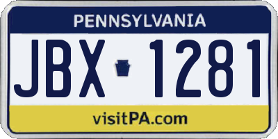 PA license plate JBX1281