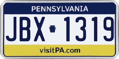 PA license plate JBX1319