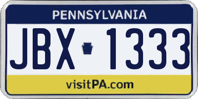 PA license plate JBX1333
