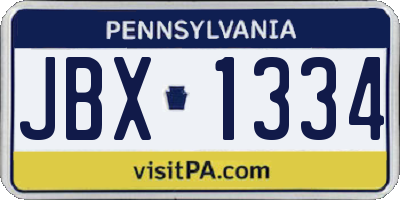 PA license plate JBX1334