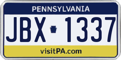 PA license plate JBX1337