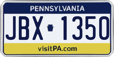 PA license plate JBX1350