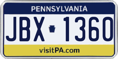 PA license plate JBX1360