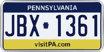 PA license plate JBX1361