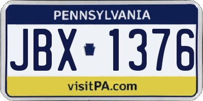 PA license plate JBX1376