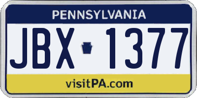 PA license plate JBX1377