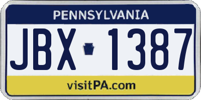 PA license plate JBX1387